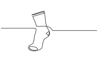 continuous one line drawing of socks,1 vector