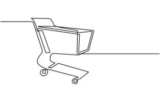 shopping cart Single continuous line drawing vector