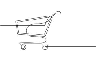 continuous one art line drawing Shopping cart.1 vector