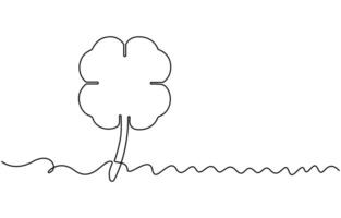 Continuous line drawing of clover leaf vector