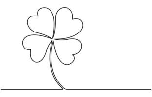 one continuous line drawing of clover leaf vector