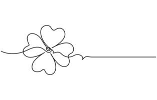 Continuous linear drawing of clover leaves vector