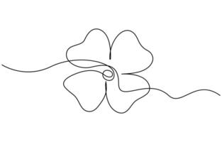 Continuous one line art drawing Clover four-leaf vector