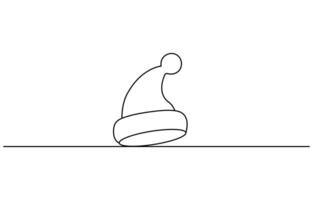 Santa hats outline, one continuous line drawing vector