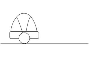 Santa hat drawing in one continuous line, isolated vector