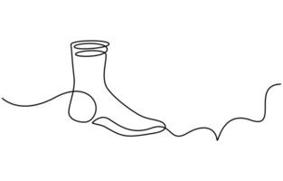 Christmas stocking drawn in one continuous line vector