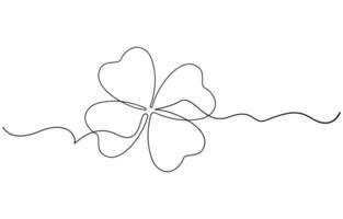 Clover four-leaf in Continuous one line art drawing vector