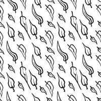Seamless autumn pattern in the form of a solid line of hand-drawn elements of flowers, leaves, branches. vector
