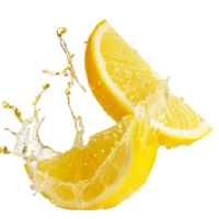 Fresco limón rebanadas salpicaduras en agua crear un refrescante y vibrante visual monitor en natural ligero png