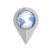 Planet earth map location pin icon isolated on white. vector