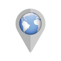 Planet earth map location pin icon isolated on white. vector