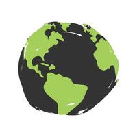 Planet earth in brush stroke isolated on white background. vector