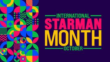International starman month background or banner design template is observed every year in October. Holiday concept. Template for card, poster, placard, template. eps 10 vector
