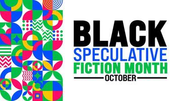 Black Speculative Fiction Month background or banner design template is observed every year in October. Holiday concept. Template for card, poster, placard, template. eps 10 vector