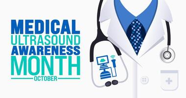 Medical Ultrasound Awareness Month background or banner design template is observed every year in October. Holiday concept. Template for card, poster, placard, template. eps 10 vector