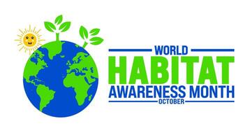 World Habitat Awareness Month background or banner design template is observed every year in October. Holiday concept. Template for card, poster, placard, template. eps 10 vector