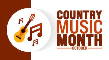 Country Music Month background or banner design template is observed every year in October. Holiday concept. Template for card, poster, placard, template. eps 10 vector