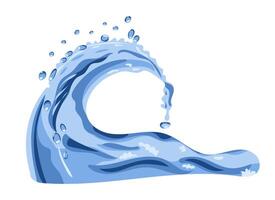 Amazing water splashes in flat hand drawn style. Splashes of water or other liquid. Sea waves movement. vector