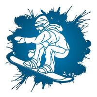 Snowboarder Action Snowboard Player Extreme Sport Action on Splatter Background vector