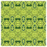 A green and blue pattern with ornate designs vector
