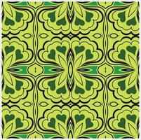 A green and black pattern with flowers vector