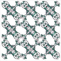 A green and white pattern with ornate designs vector