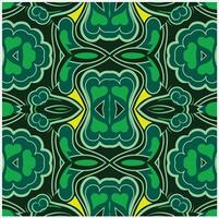 A green and yellow pattern with flowers vector