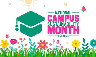 National Campus Sustainability Month background or banner design template is observed every year in October. Holiday concept. Template for card, poster, placard, template. eps 10 vector