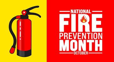 National Fire Prevention Month background or banner design template is observed every year in October. Holiday concept. Template for card, poster, placard, template. eps 10 vector