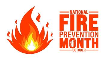 National Fire Prevention Month background or banner design template is observed every year in October. Holiday concept. Template for card, poster, placard, template. eps 10 vector