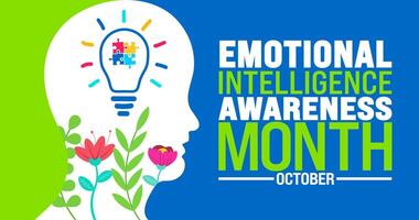Emotional Intelligence Awareness Month background or banner design template is observed every year in October. Holiday concept. Template for card, poster, placard, template. eps 10 vector