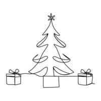 Modern Single Line Christmas Tree Illustration vector
