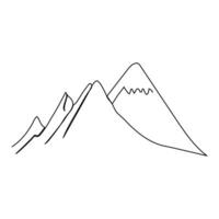 Single continuous line drawing mountains outline vector