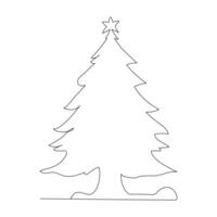 Outline Christmas Tree Art Elegant Single Line Holiday Design vector