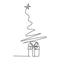 Elegant Continuous Line Christmas Tree Illustration for Holiday Cards vector