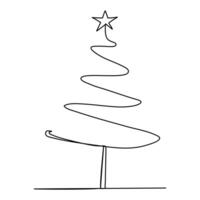 Minimalist Christmas Tree Continuous Line Design vector