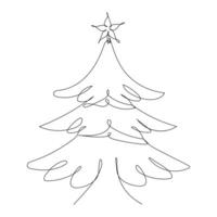 Elegant Christmas Tree in Continuous Line Art vector