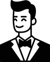 Illustration of a groom in a suit in line drawing style. vector