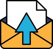 A arrow pointing up is on top of an envelope vector