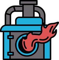 Illustration of a waste incinerator in line art style. vector