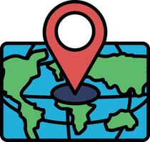 A map of the world with a pin on it vector