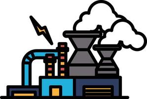 A factory with a large smokestack and a lightning bolt in the sky vector