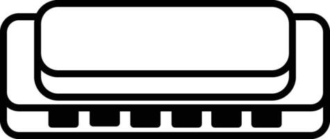 A cartoonish image of a harmonica with a black and white button on top vector