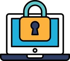 A laptop with a lock on it vector
