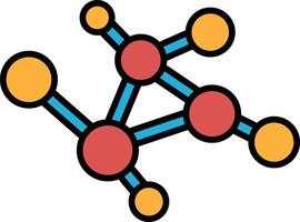 A drawing of a molecule with a blue line connecting it to other molecules vector