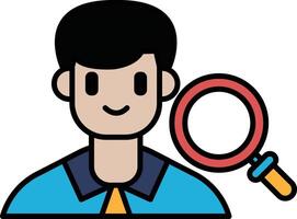 A man with a magnifying glass is smiling vector