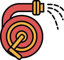 A red and yellow hose with a spray nozzle on it vector