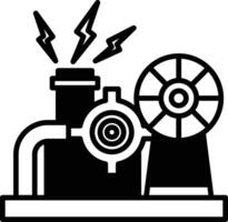 A drawing of a machine with a black and white wheel vector