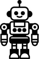 A robot with black and white parts is smiling vector