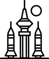 Illustration of a space launch station in line art style. vector